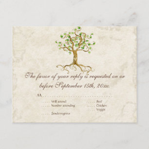 Swirl Tree Roots Antiqued Sage RSVP Response Card