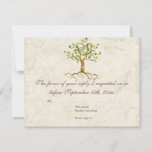 Swirl Tree Roots Antiqued Sage RSVP Response Card