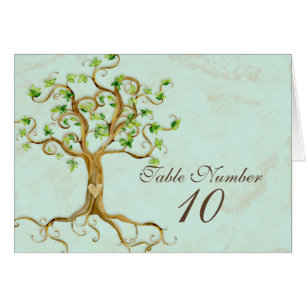 Swirl Tree Roots Antiqued Sage Table Number Cards