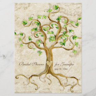 Swirl Tree Roots Antiqued Tan Bridal Shower Invitation