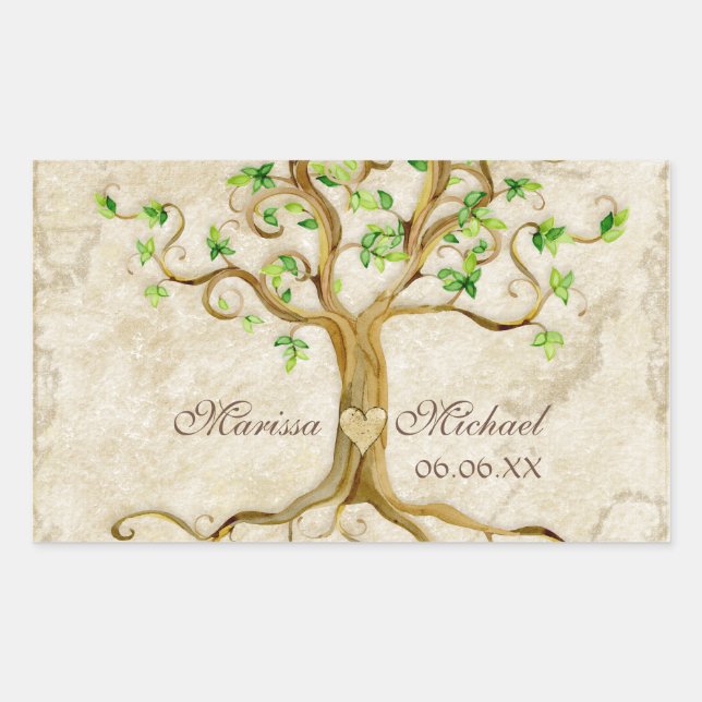 Swirl Tree Roots Antiqued Wedding Matching Seals (Front)