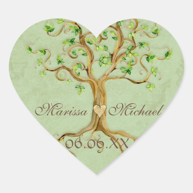 Swirl Tree Roots Antiqued Wedding Matching Seals (Front)