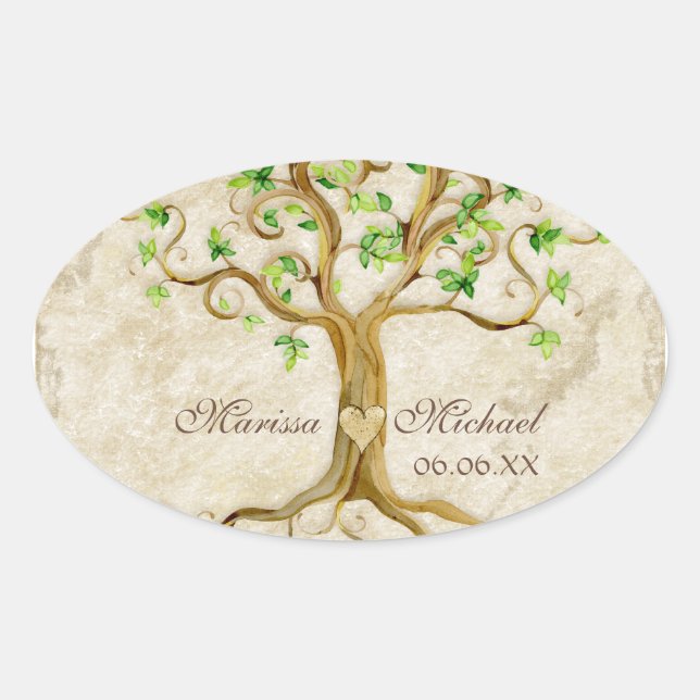Swirl Tree Roots Antiqued Wedding Matching Seals (Front)