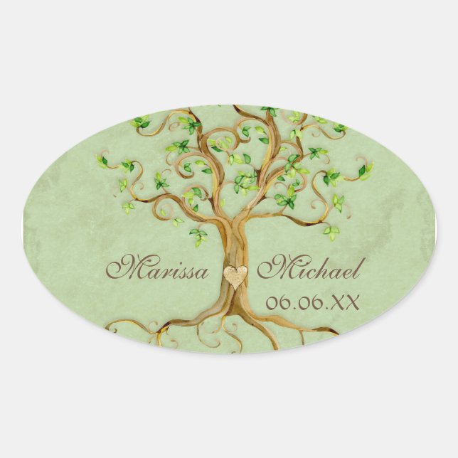 Swirl Tree Roots Antiqued Wedding Matching Seals (Front)