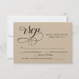 Swirl Typography RSVP Script Response Card Rustic