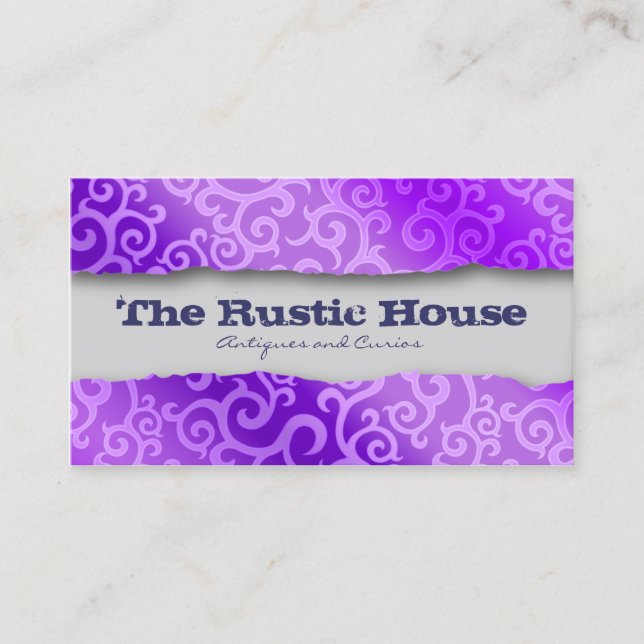Swirl Vines Violet Pattern Business Card (Front)