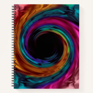 Swirl wavy silk satin multicolor pink violet blue notebook