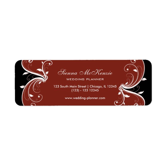 Swirl Wedding Planner Return Address Label (Front)