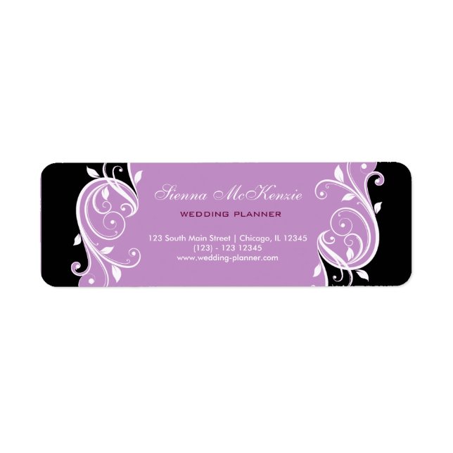 Swirl Wedding Planner Return Address Label (Front)
