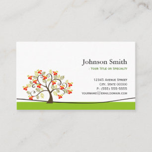 Swirl Whimsical Tree - Simple Green Stylish Business Card