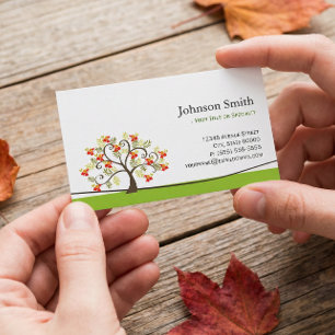 Swirl Whimsical Tree - Simple Green Stylish Business Card