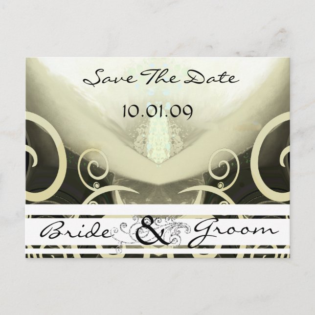 Swirled Calla Lily Save the Date Postcard (Front)