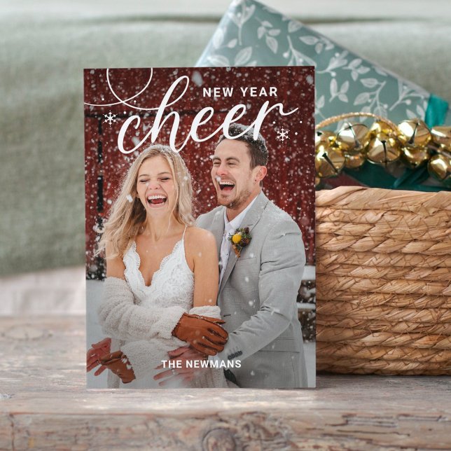 Swirled Cheer Happy New Year Photo Card (Creator Uploaded)