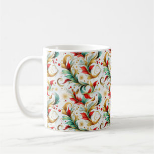 Swirled christmas floral coffee mug