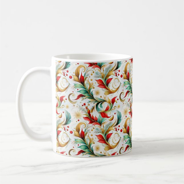 Swirled christmas floral coffee mug (Left)