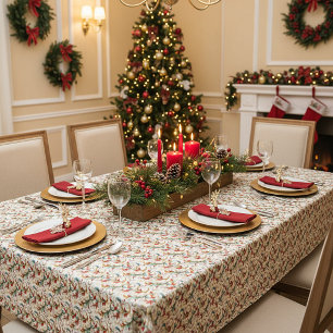 Swirled christmas floral tablecloth
