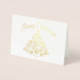 Swirled Christmas Tree Foil Holiday Greeting Card