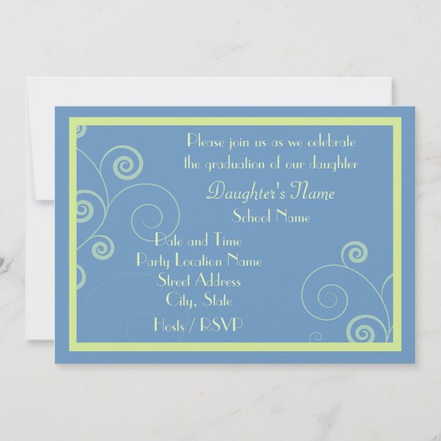Swirled In Blue Graduation Party Invite (Front)