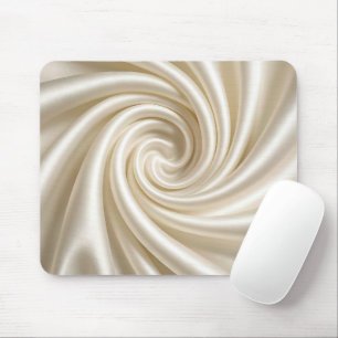 Swirled Ivory Satin Fabric Abstract Mouse Pad