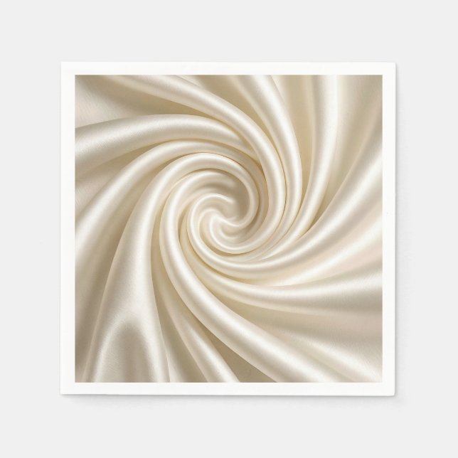 Swirled Ivory Satin Fabric Abstract Napkin (Front)