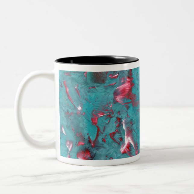 Swirled Marble in Aqua Two-Tone Coffee Mug (Left)