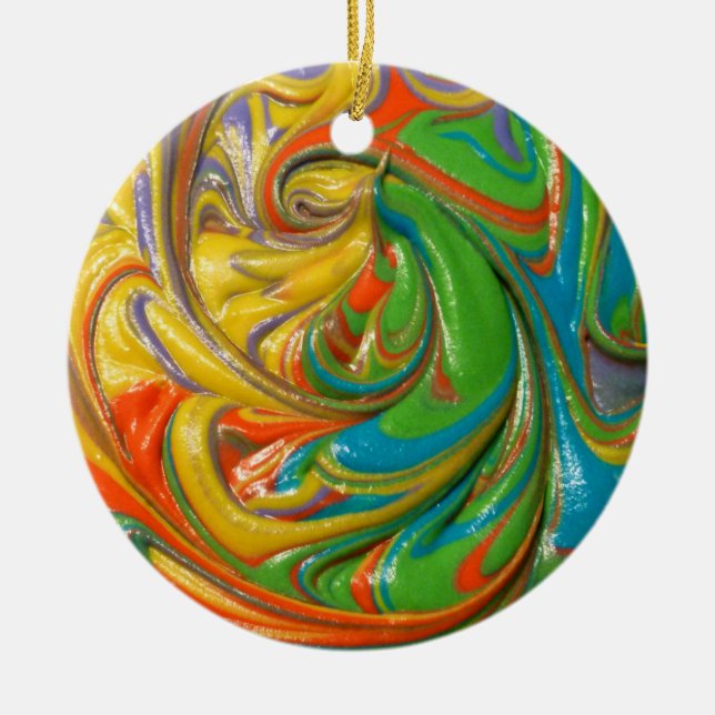 swirled paint ceramic ornament (Front)