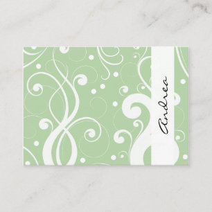 Swirled Pattern, Swirly Style - Green White Business Card