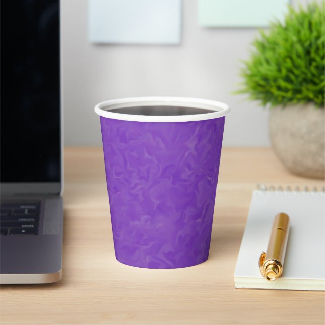 Swirled Shades of Purple Abstract Art Pattern Paper Cups (Insitu)