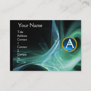 SWIRLGEM MONOGRAM Vibrant black green blue Business Card