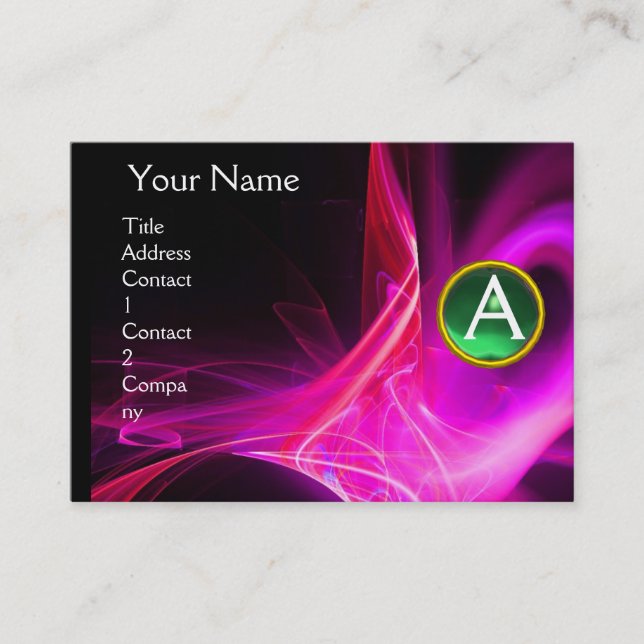 SWIRLGEM MONOGRAM Vibrant black pink purple green Business Card (Front)