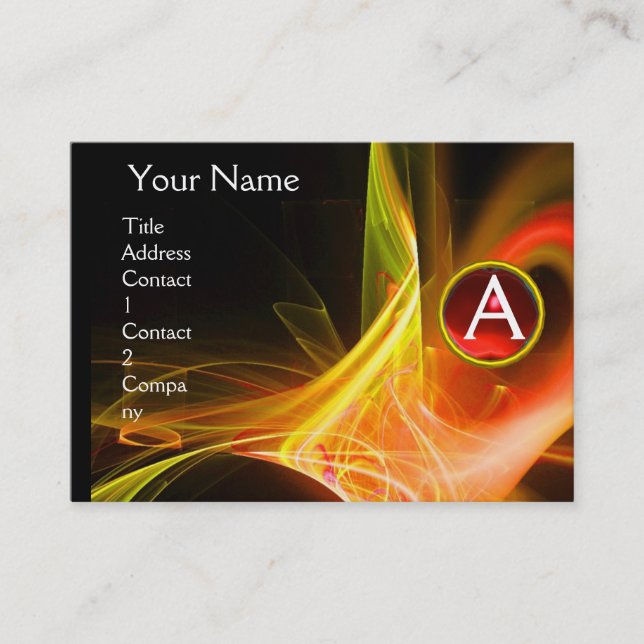 SWIRLGEM MONOGRAM Vibrant black yellow red Business Card (Front)
