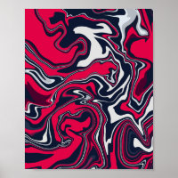 Swirling Abstract Art in Red, Black, & White