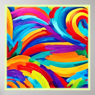 Swirling Abstract Colours Painting Art Poster