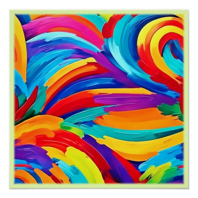 Swirling Abstract Colours Painting Art Poster (Front)