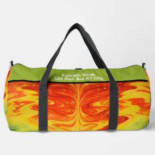Swirling Abstract Fire Gear Monogram Personalised Duffle Bag