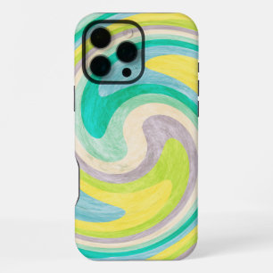 Swirling Abstract in Green, Yellow, and Aqua iPhone 16 Pro Max Case