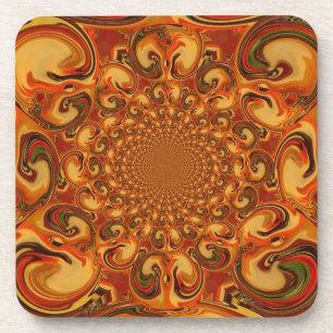 Swirling Abstract orange, brown, and green tones Coaster