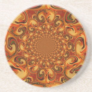 Swirling Abstract orange, brown, and green tones Coaster
