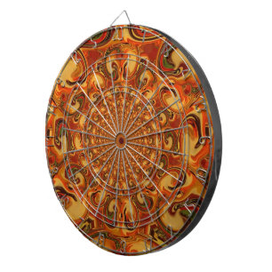 Swirling Abstract  orange, brown, and green tones  Dartboard