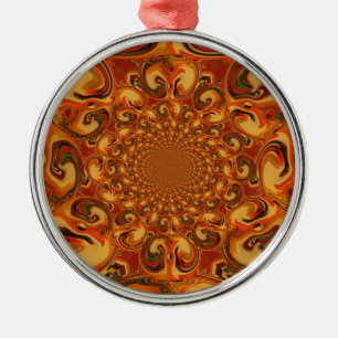 Swirling Abstract  orange, brown, and green tones  Metal Tree Decoration