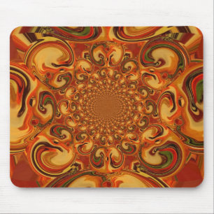 Swirling Abstract orange, brown, and green tones Mouse Pad