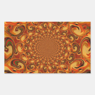 Swirling Abstract  orange, brown, and green tones  Rectangular Sticker