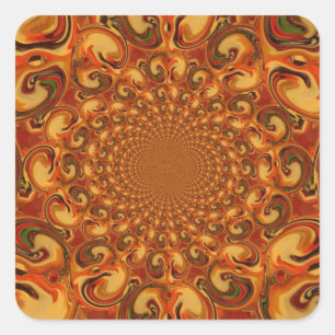 Swirling Abstract  orange, brown, and green tones  Square Sticker