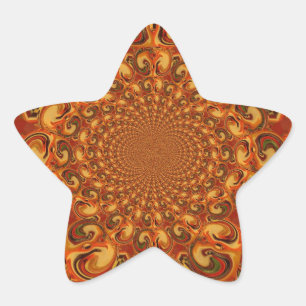 Swirling Abstract  orange, brown, and green tones  Star Sticker