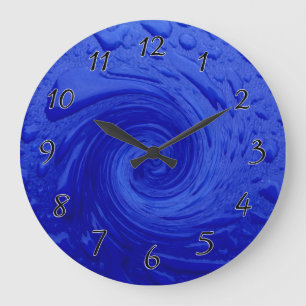 Swirling Blue Water Large Clock