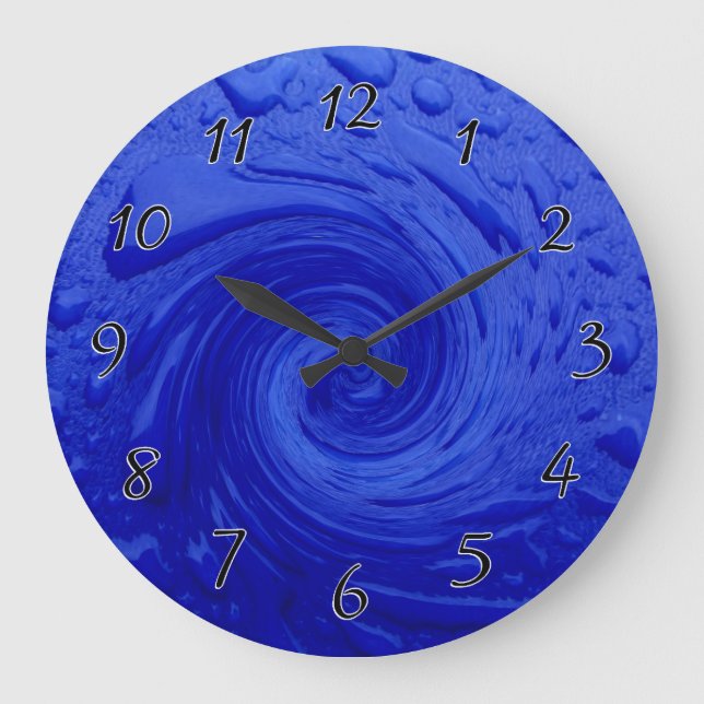 Swirling Blue Water Large Clock (Front)