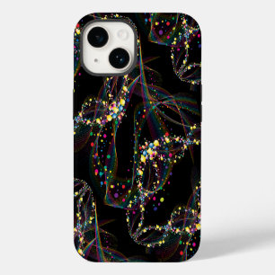 Swirling bubbles in multi-colours pattern Black BG iPhone 14 Case