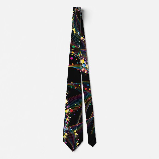Swirling bubbles in multi-colours pattern Black BG Tie (Front)