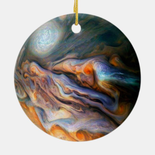 Swirling Clouds Jupiter North Temperate Belt Ceramic Ornament (Back)