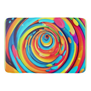 Swirling Colours in Psychedelic Tunnel Bath Mat